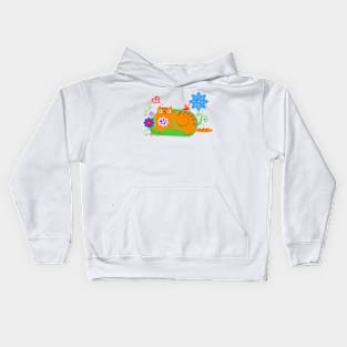 cat in flowers Kids Hoodie